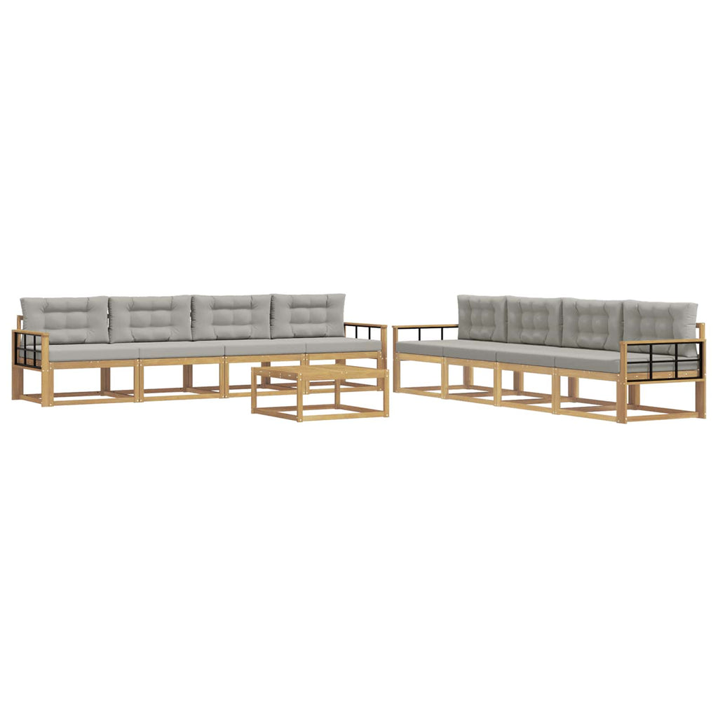 Outdoor-Sofagarnitur 9 pcs Weiß und Hellgrau 79 x 79 x 37 cm