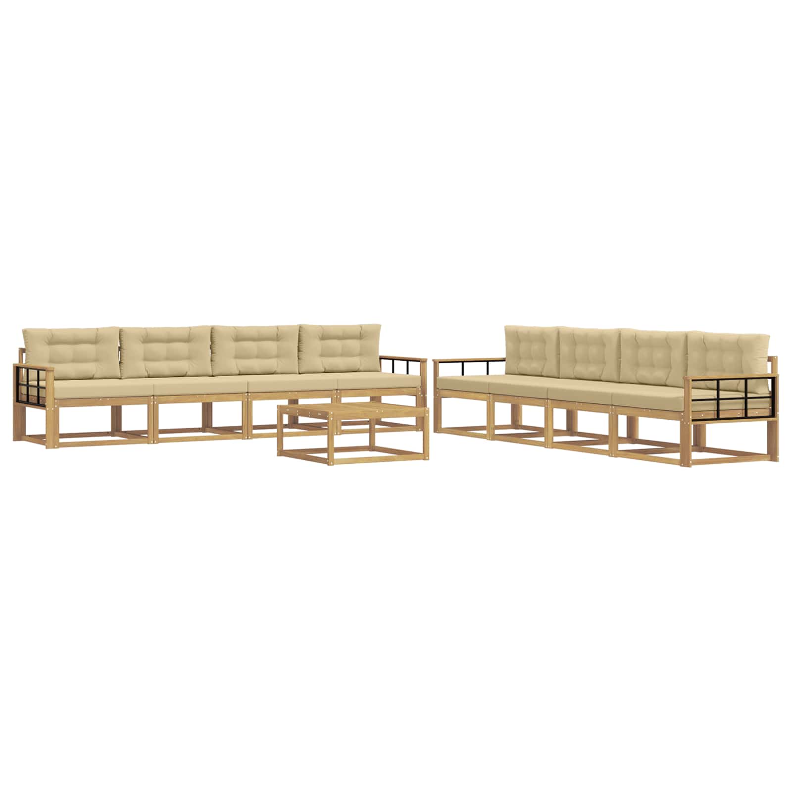 Outdoor-Sofagarnitur 9 pcs Weiß und Beige 79 x 79 x 37 cm