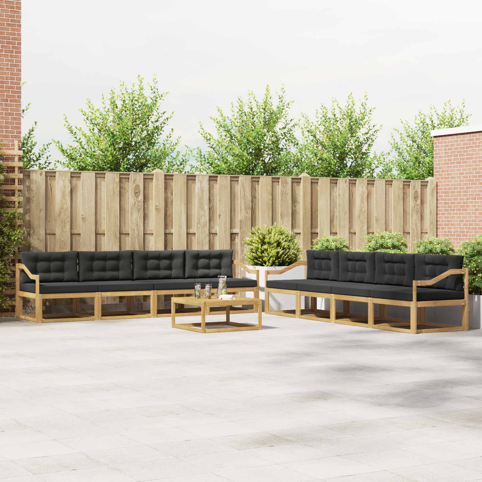 Outdoor-Sofagarnitur 9 pcs Weiß und Anthrazit 79 x 79 x 37 cm
