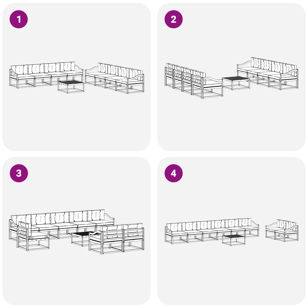 Outdoor-Sofagarnitur 9 pcs Weiß und Anthrazit 79 x 79 x 37 cm