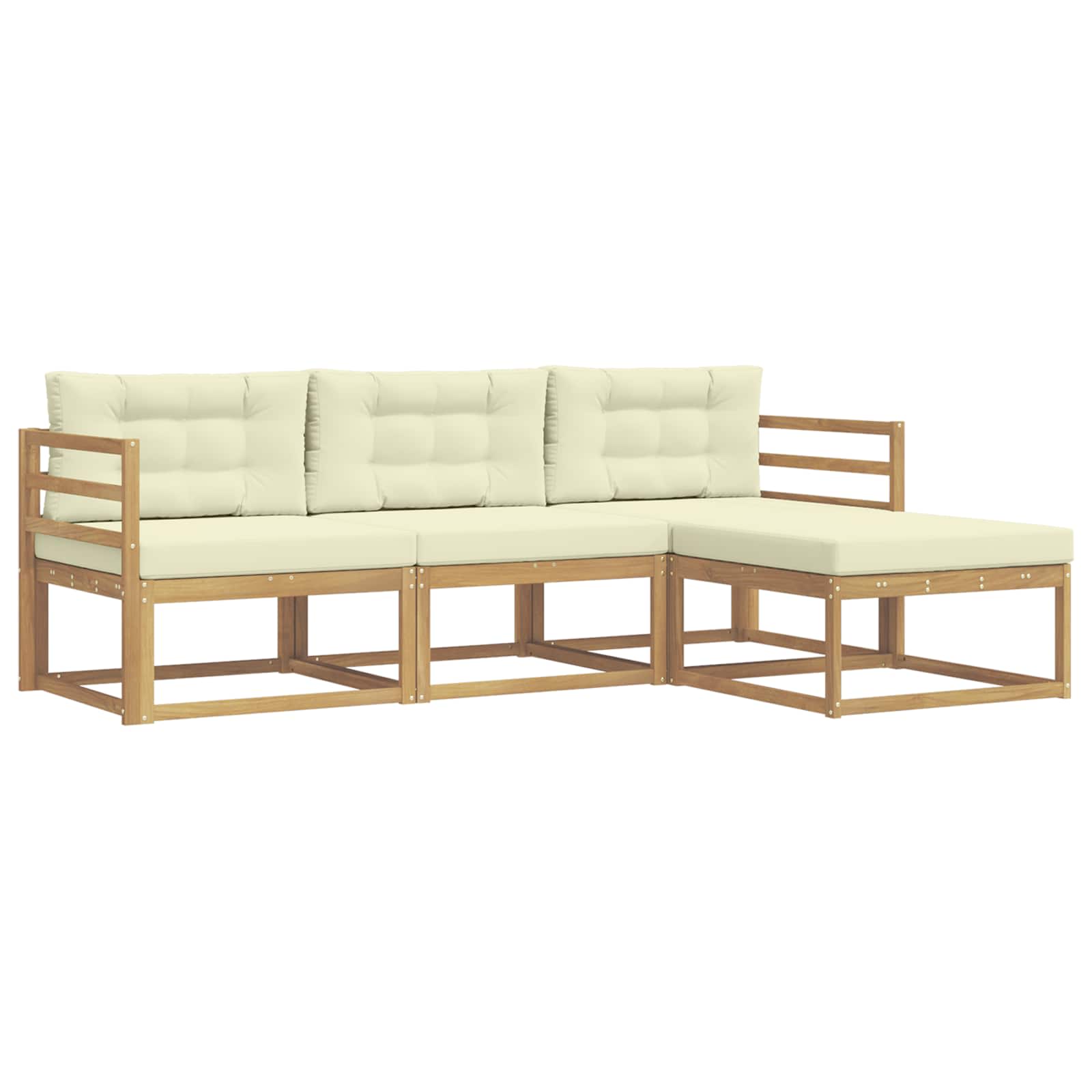 Outdoor-Sofagarnitur mit Kissen 4 pcs Weiß und Creme Polyester