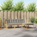 Outdoor-Sofagarnitur 4 pcs Weiß und Hellgrau Polyester