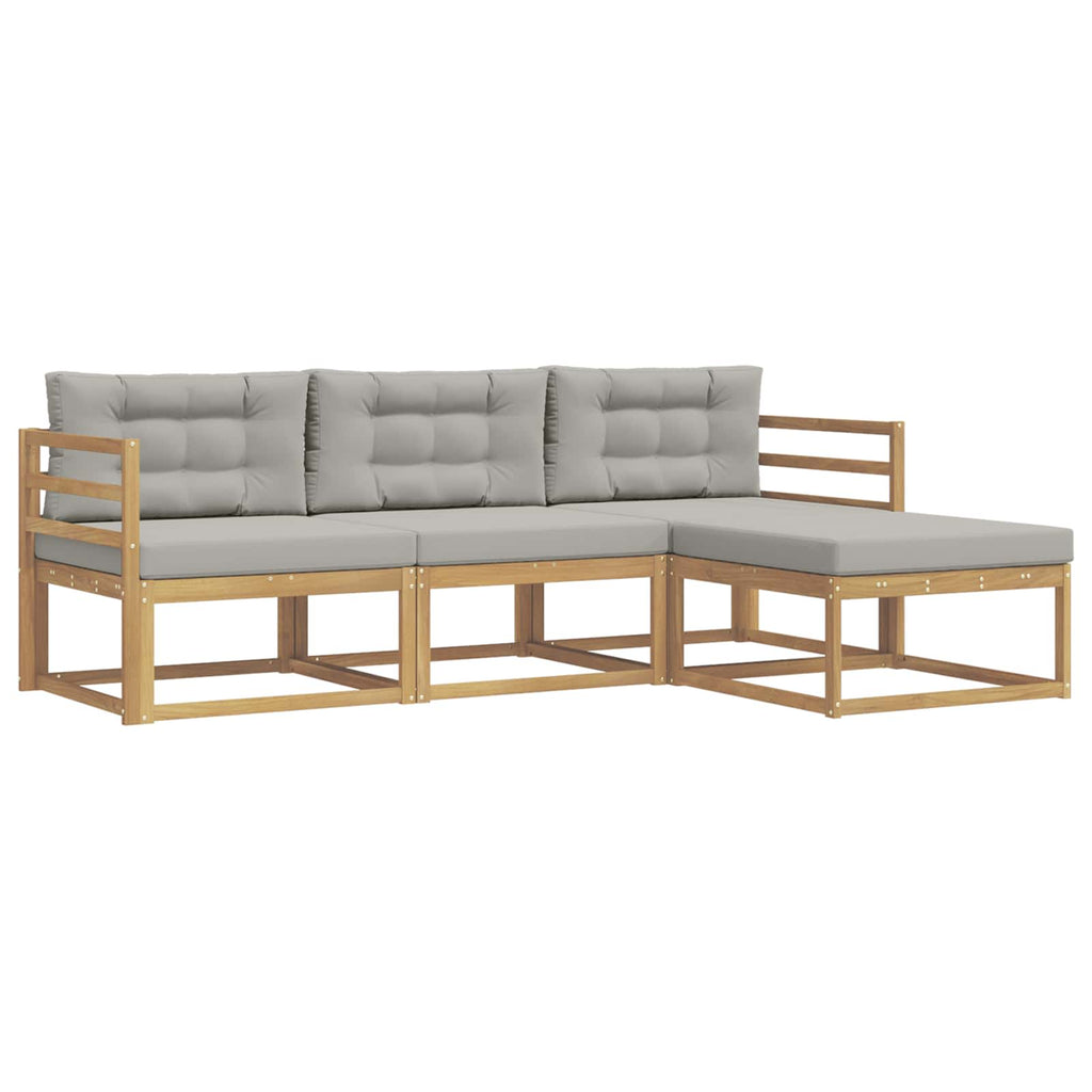 Outdoor-Sofagarnitur 4 pcs Weiß und Hellgrau Polyester