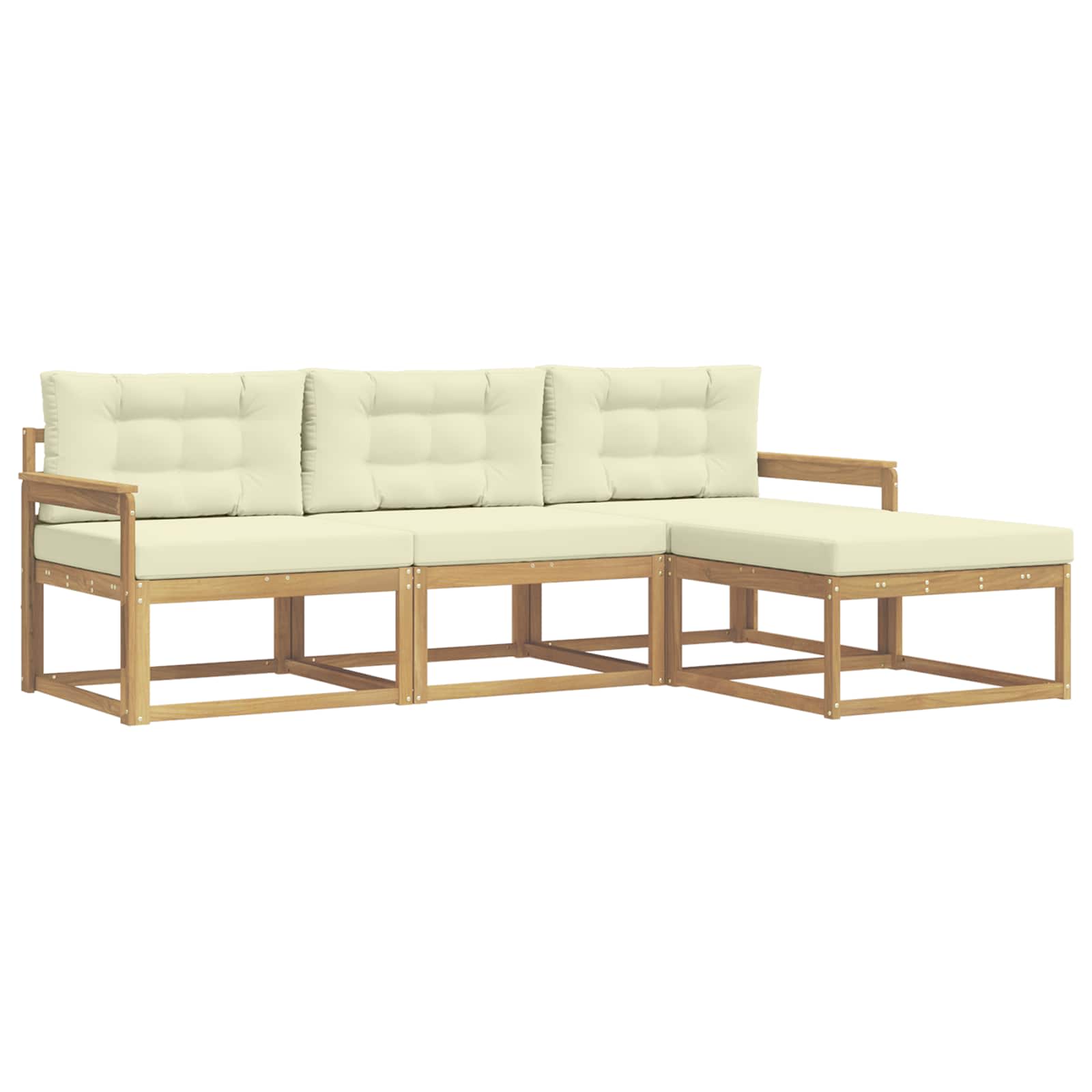 Outdoor-Sofagarnitur mit Kissen 4 pcs Weiß und Creme Polyester