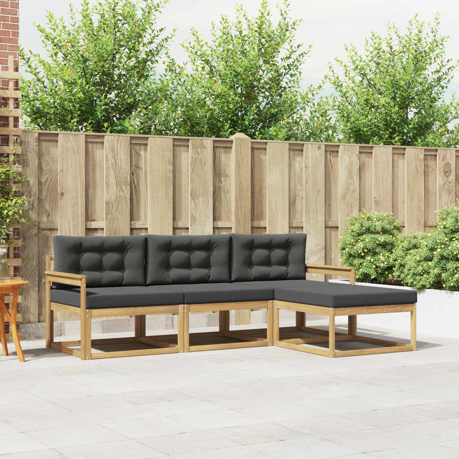 Outdoor-Sofagarnitur 4 pcs Weiß und Anthrazit Polyester