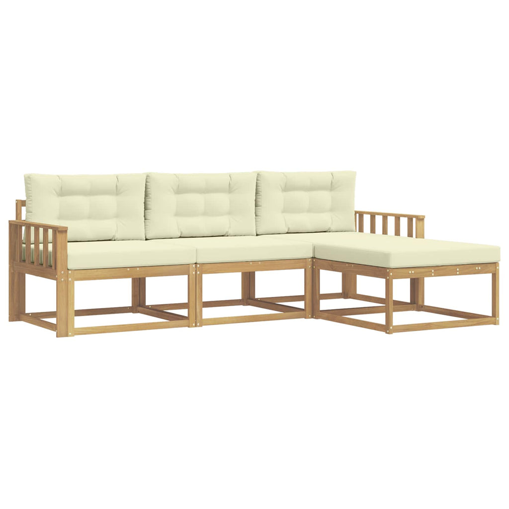Outdoor-Sofagarnitur mit Kissen 4 pcs Weiß und Creme Polyester