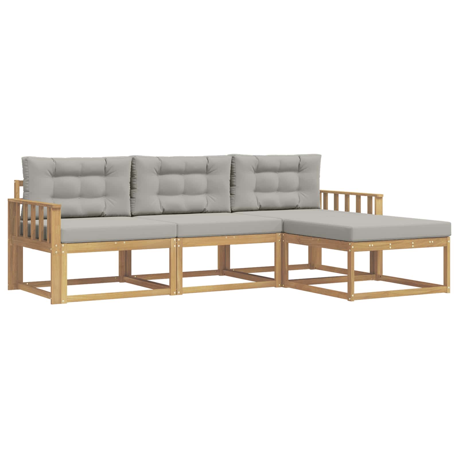 Outdoor-Sofagarnitur 4 pcs Weiß und Hellgrau Polyester