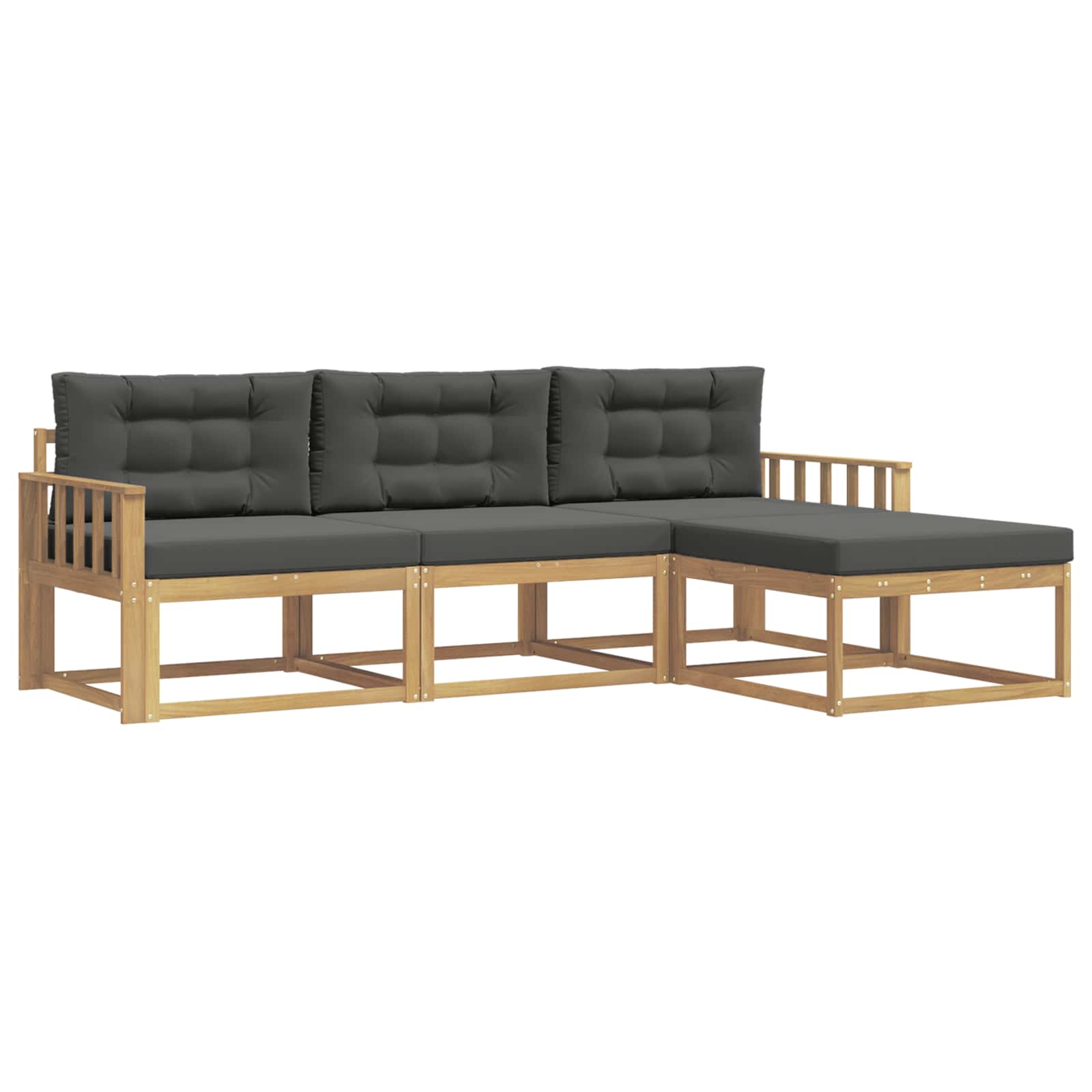 Outdoor-Sofagarnitur 4 pcs Weiß und Anthrazit Polyester