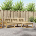 Outdoor-Sofagarnitur mit Kissen 4 pcs Weiß und Beige Polyester
