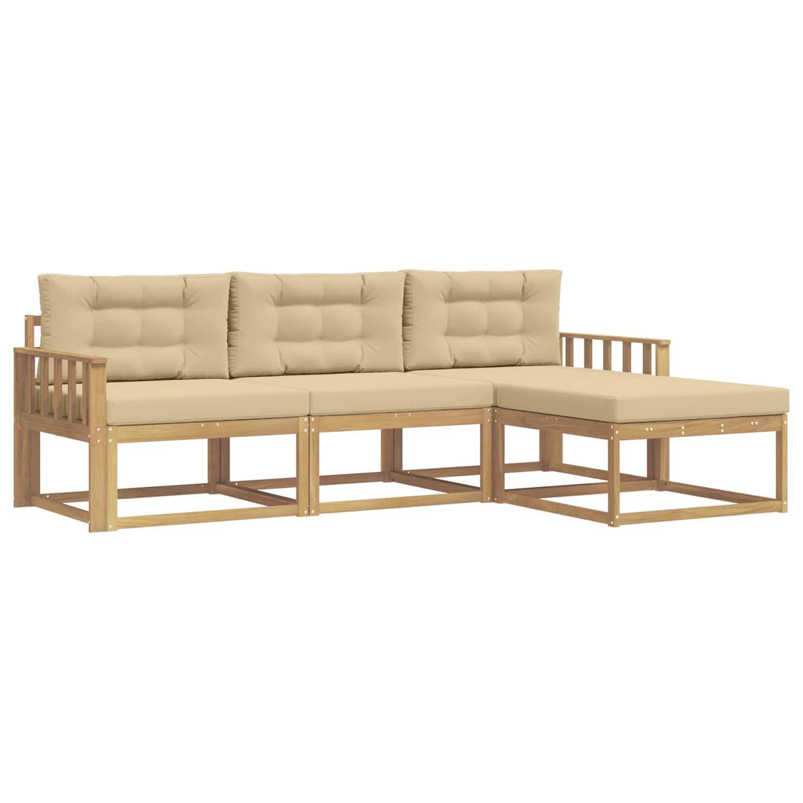 Outdoor-Sofagarnitur mit Kissen 4 pcs Weiß und Beige Polyester