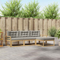 Outdoor-Sofagarnitur 4 pcs Weiß und Hellgrau Polyester
