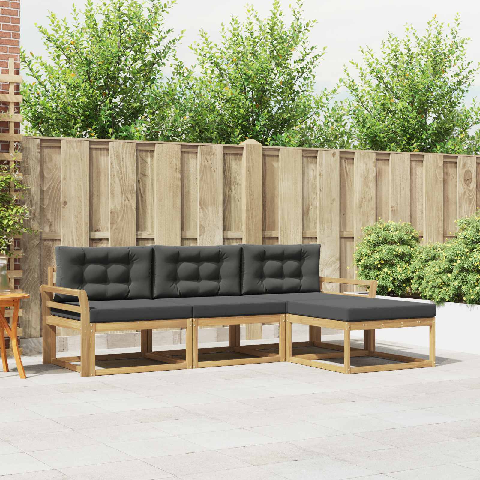 Outdoor-Sofagarnitur 4 pcs Weiß und Anthrazit Polyester