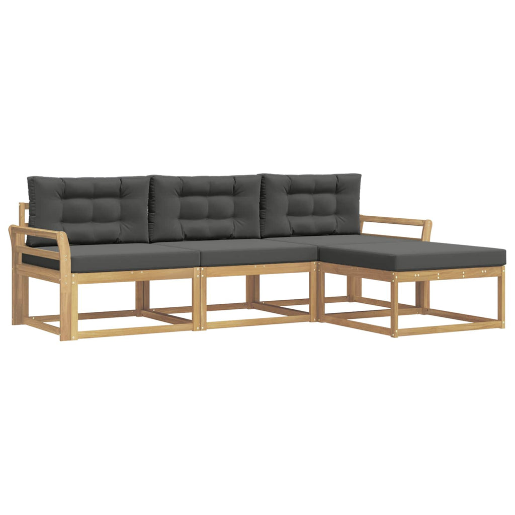 Outdoor-Sofagarnitur 4 pcs Weiß und Anthrazit Polyester