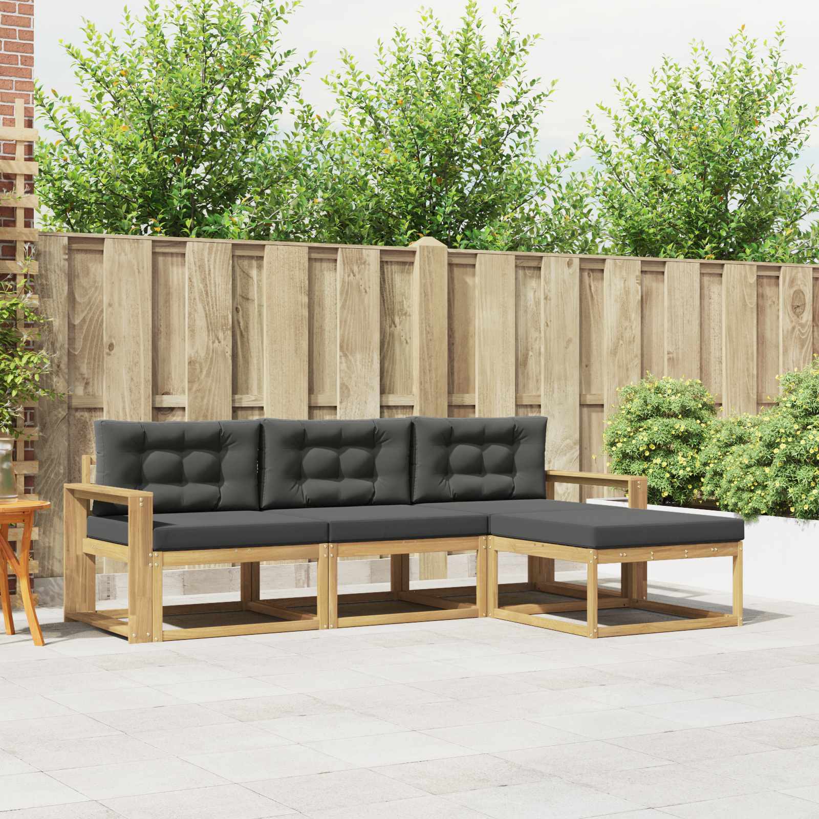 Outdoor-Sofagarnitur 4 pcs Weiß und Anthrazit Polyester
