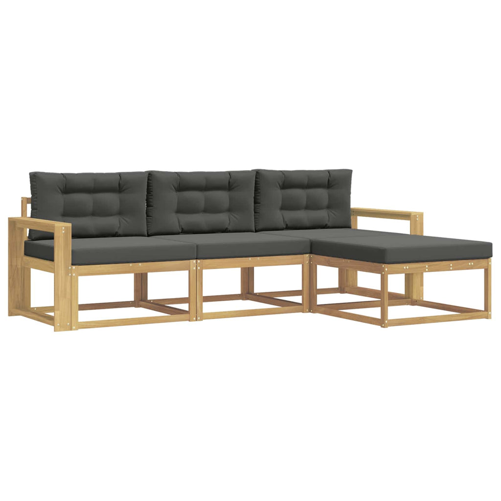 Outdoor-Sofagarnitur 4 pcs Weiß und Anthrazit Polyester