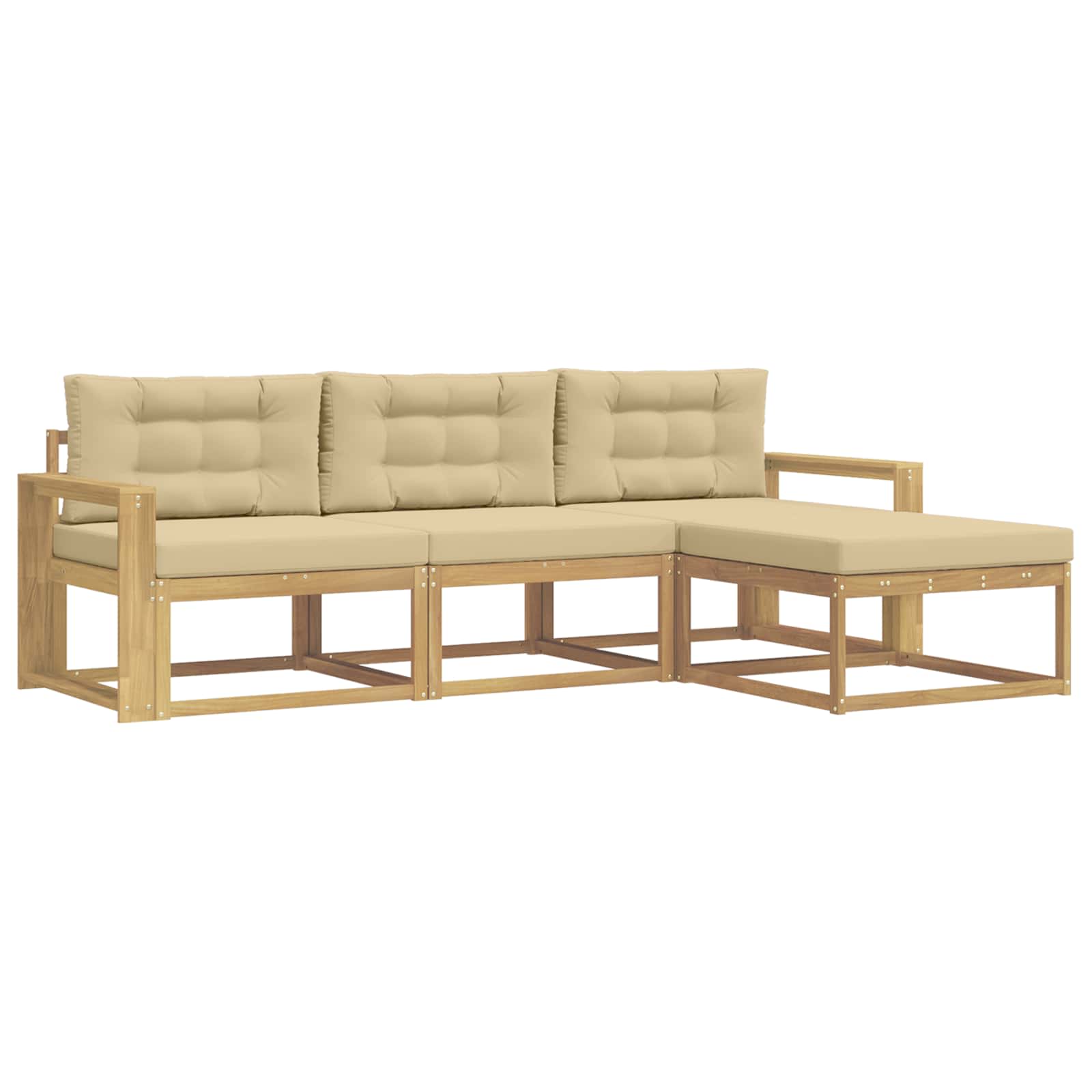 Outdoor-Sofagarnitur mit Kissen 4 pcs Weiß und Beige Polyester