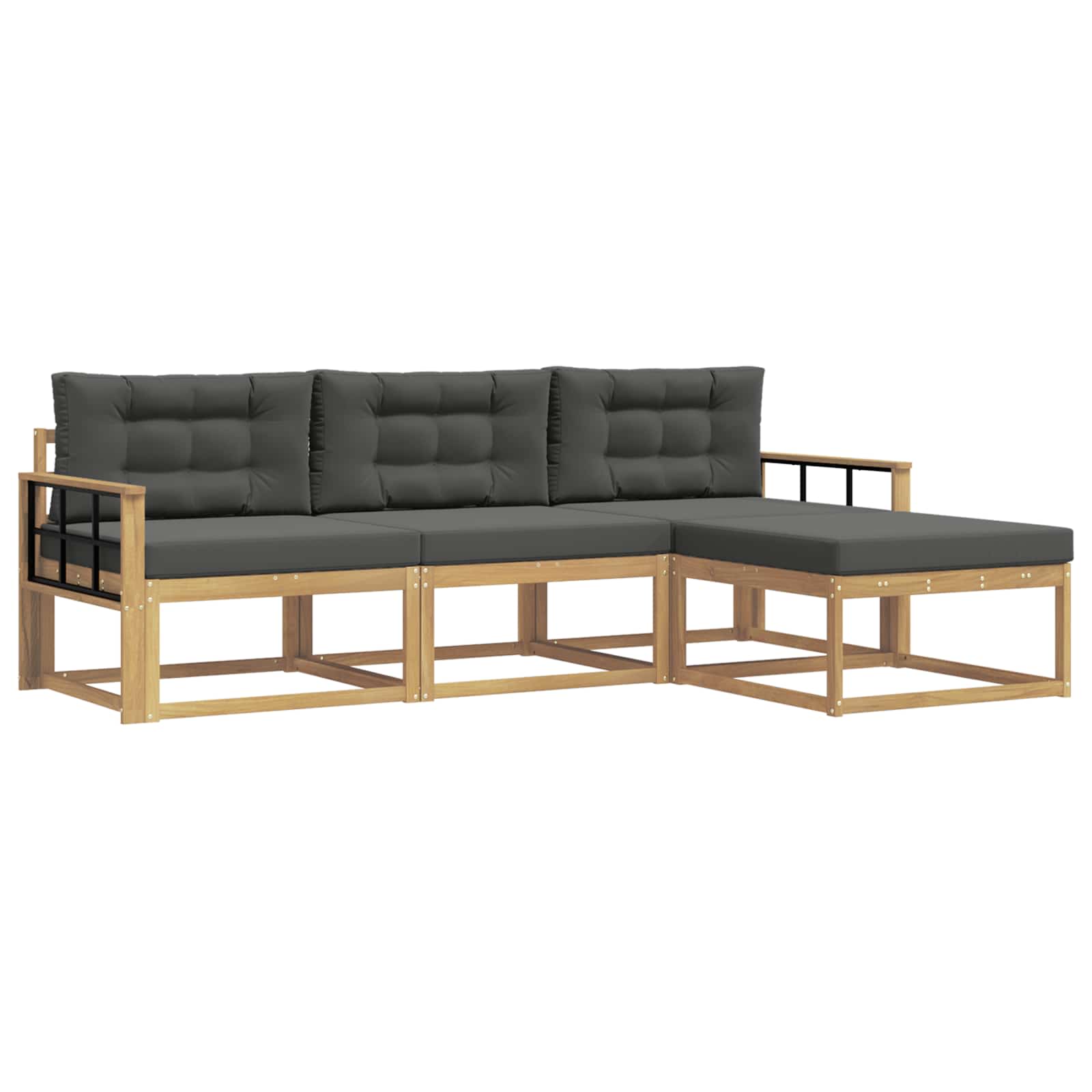 Outdoor-Sofagarnitur 4 pcs Weiß und Anthrazit Polyester