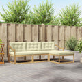 Outdoor-Sofagarnitur mit Kissen 4 pcs Weiß und Creme Polyester