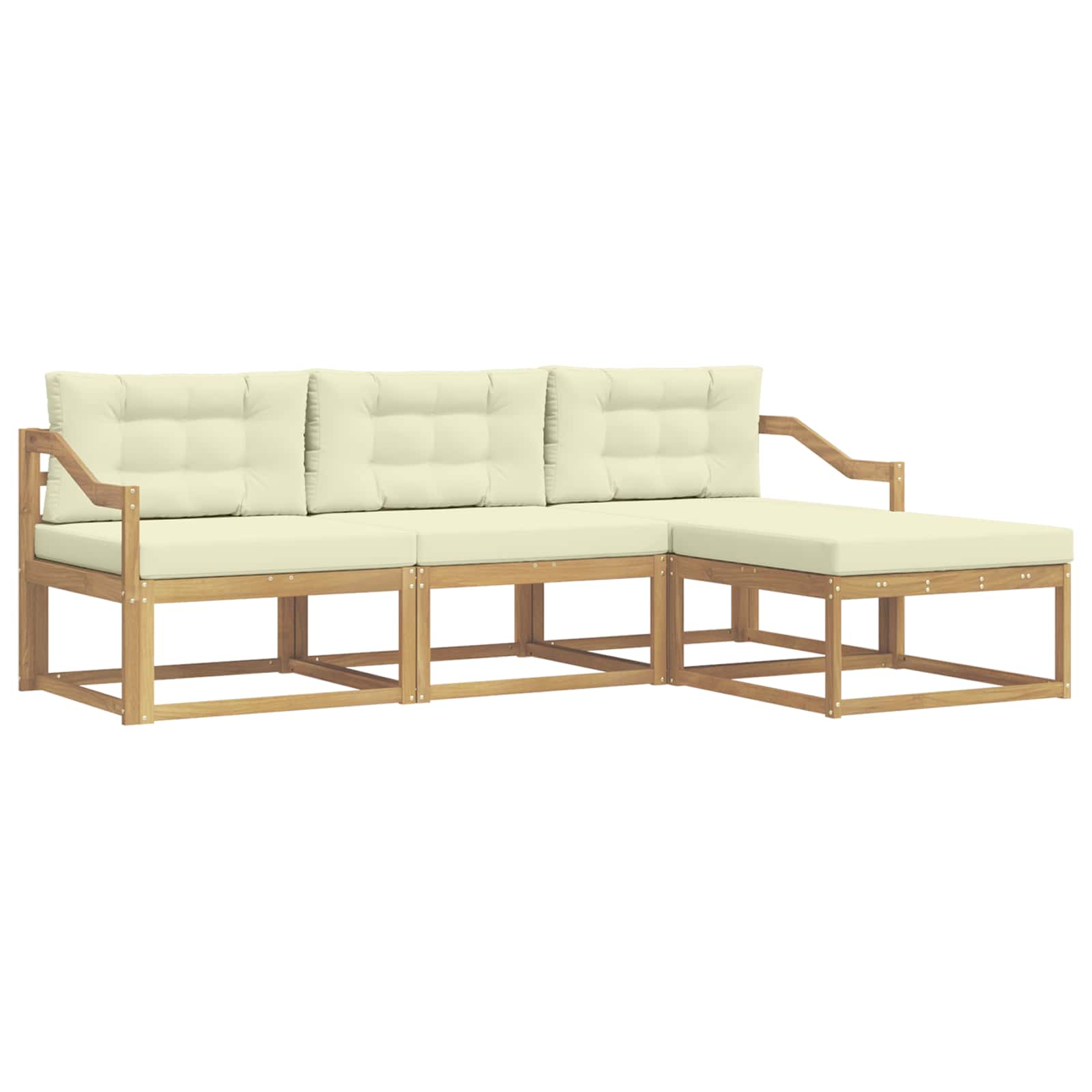 Outdoor-Sofagarnitur mit Kissen 4 pcs Weiß und Creme Polyester