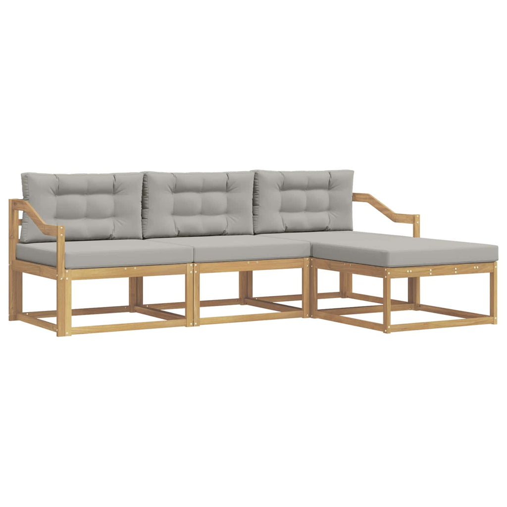 Outdoor-Sofagarnitur 4 pcs Weiß und Hellgrau Polyester