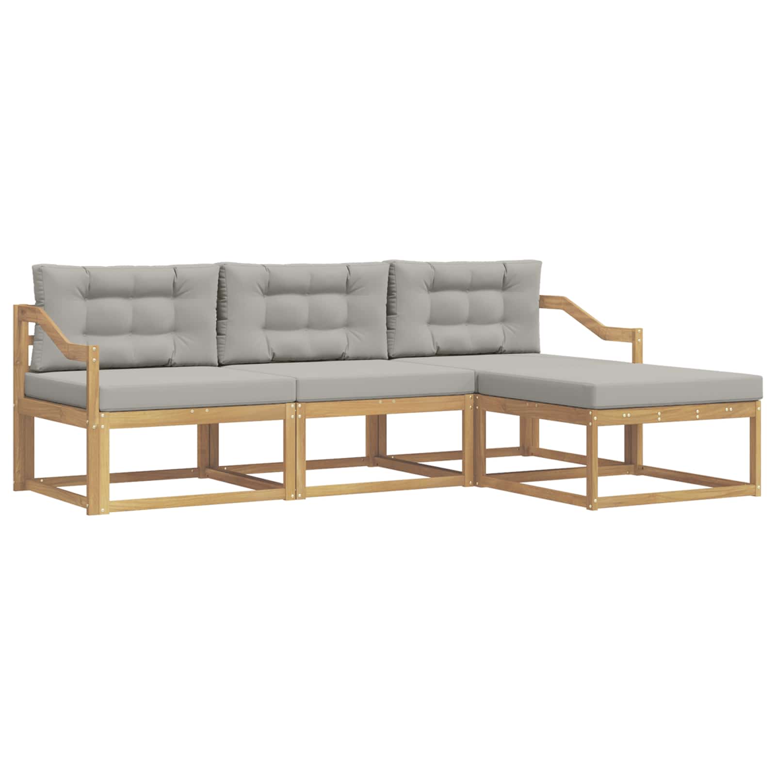 Outdoor-Sofagarnitur 4 pcs Weiß und Hellgrau Polyester
