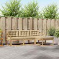 Outdoor-Sofagarnitur mit Kissen 4 pcs Weiß und Beige Polyester