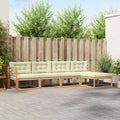 Outdoor-Sofagarnitur mit Kissen 4 pcs Weiß und Creme Polyester