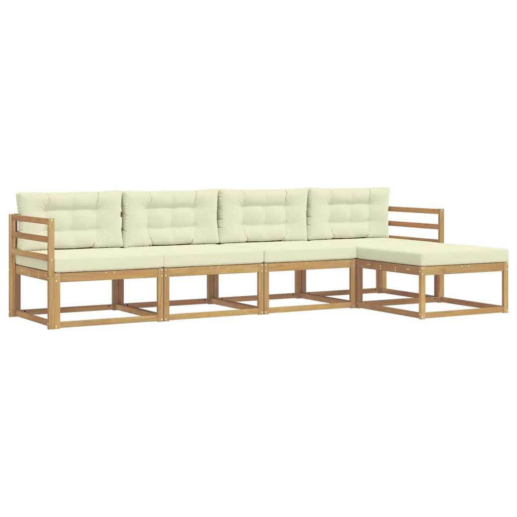 Outdoor-Sofagarnitur mit Kissen 4 pcs Weiß und Creme Polyester