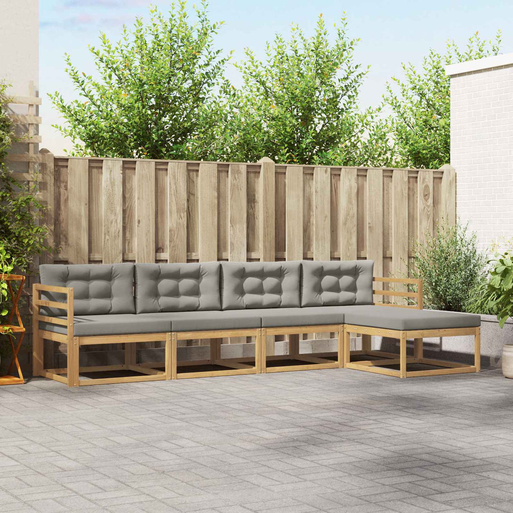 Outdoor-Sofagarnitur 4 pcs Weiß und Hellgrau Polyester