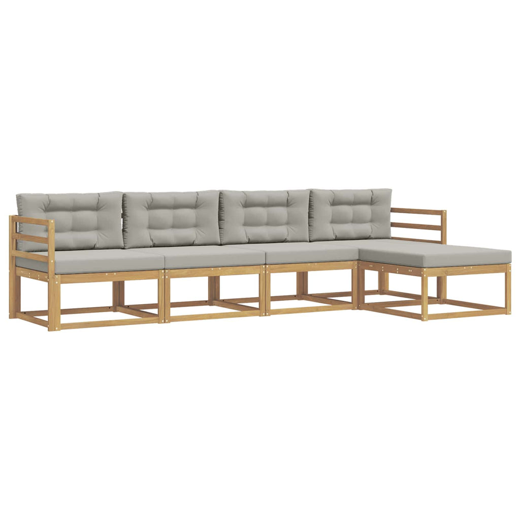 Outdoor-Sofagarnitur 4 pcs Weiß und Hellgrau Polyester