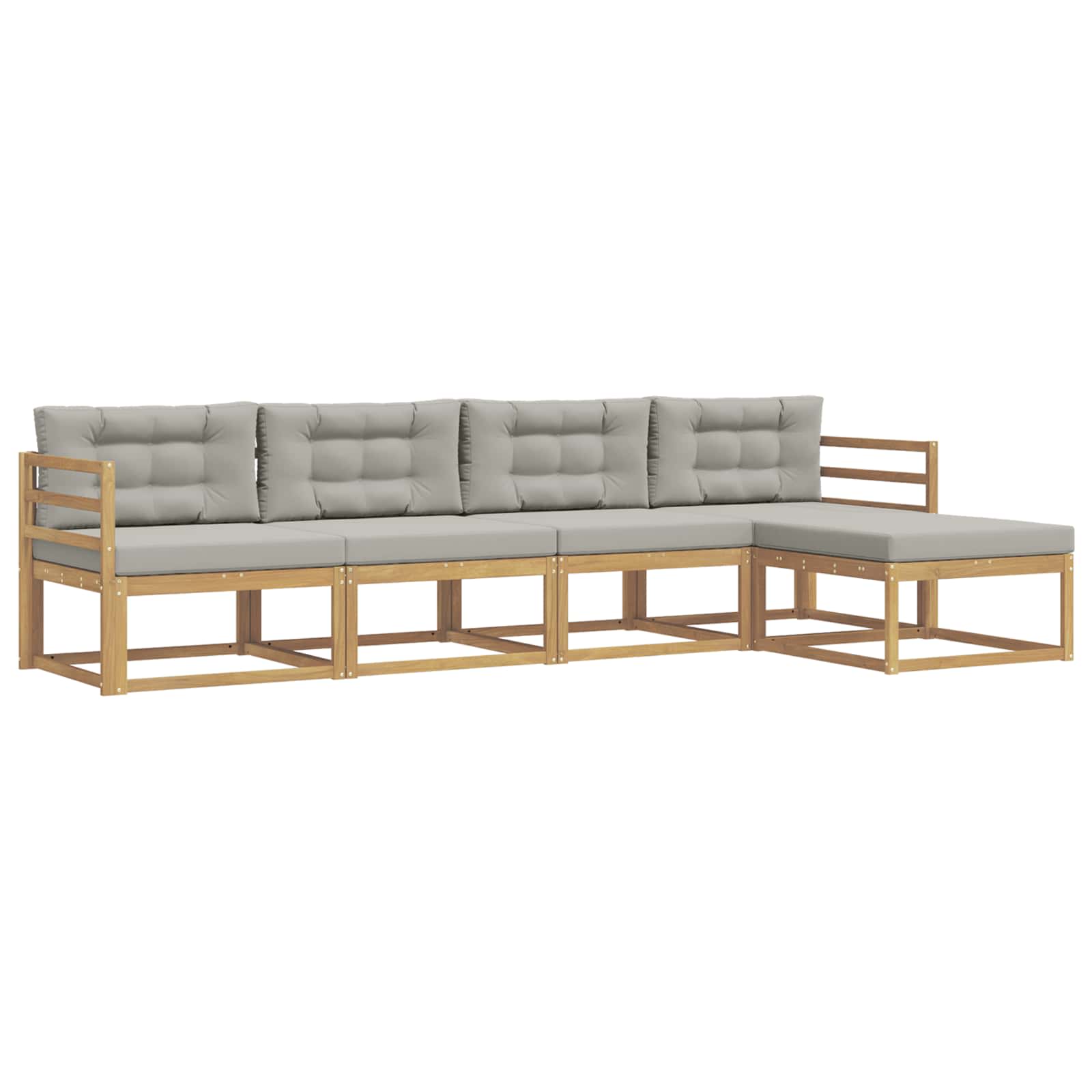 Outdoor-Sofagarnitur 4 pcs Weiß und Hellgrau Polyester