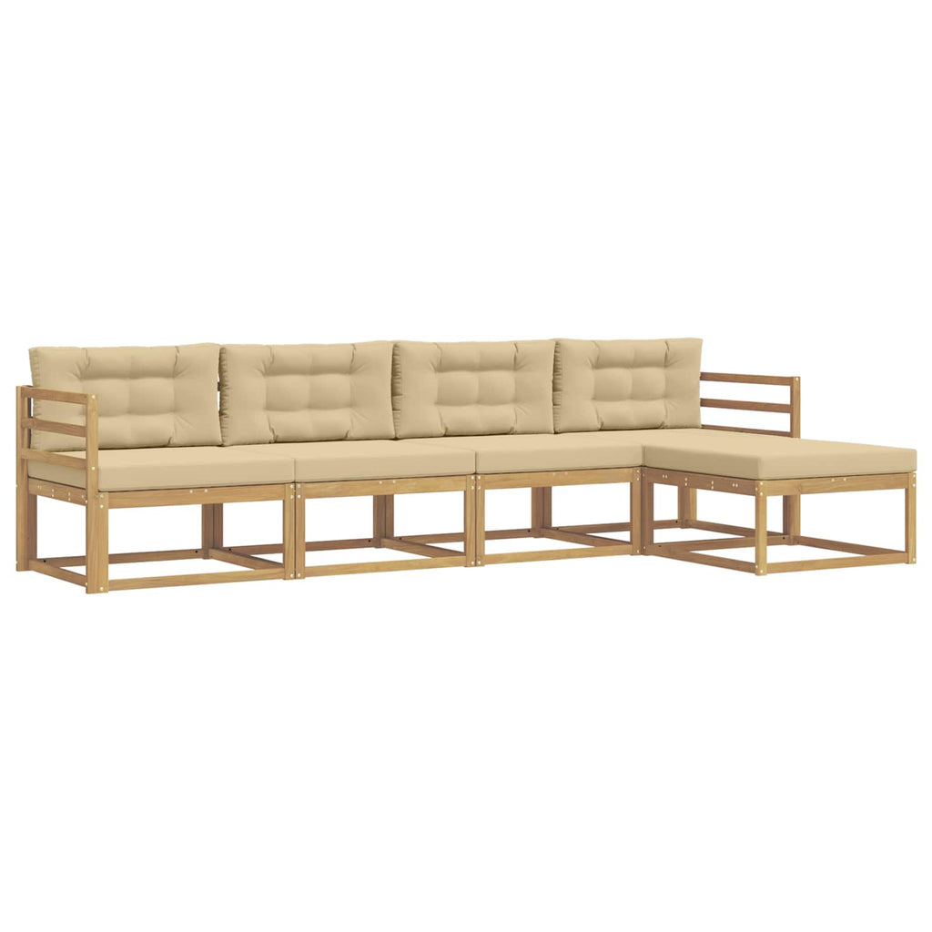 Outdoor-Sofagarnitur mit Kissen 4 pcs Weiß und Beige Polyester