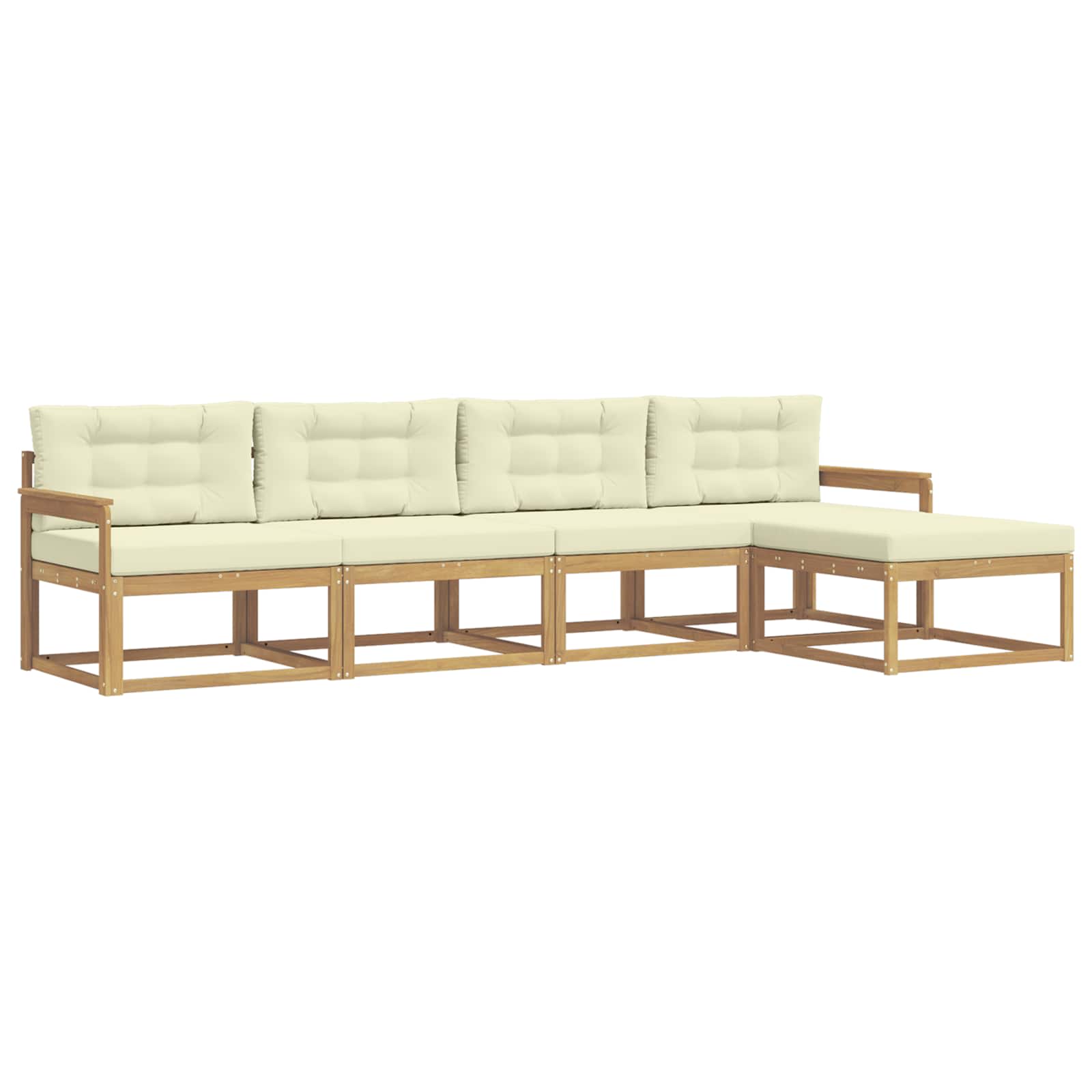 Outdoor-Sofagarnitur mit Kissen 4 pcs Weiß und Creme Polyester