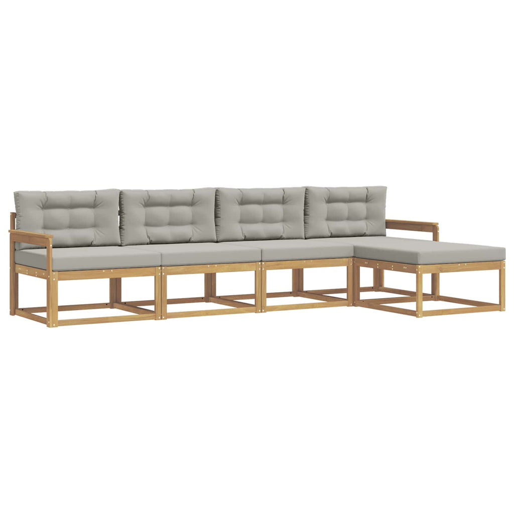 Outdoor-Sofagarnitur 4 pcs Weiß und Hellgrau Polyester