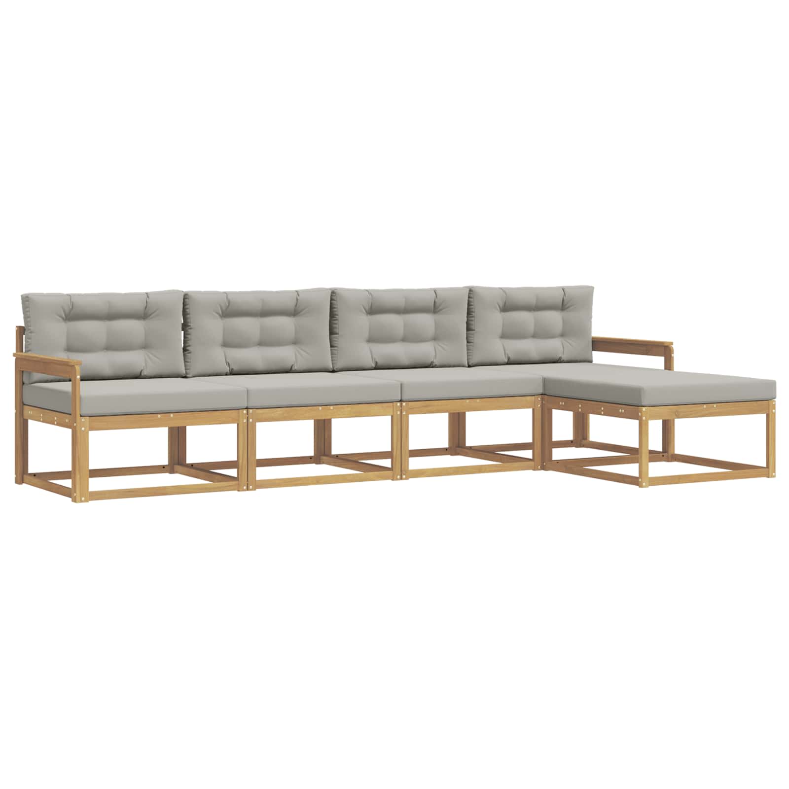 Outdoor-Sofagarnitur 4 pcs Weiß und Hellgrau Polyester