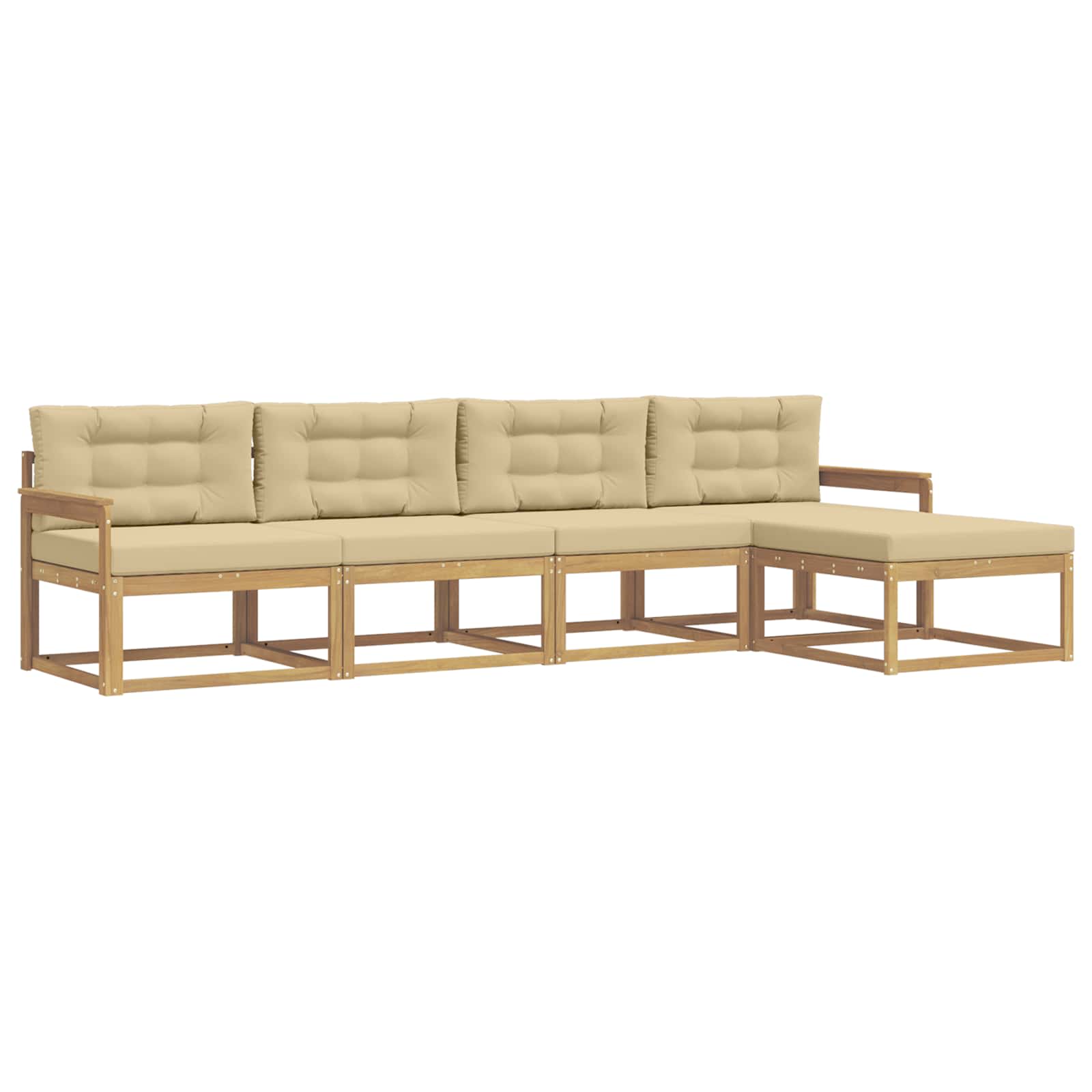 Outdoor-Sofagarnitur mit Kissen 4 pcs Weiß und Beige Polyester