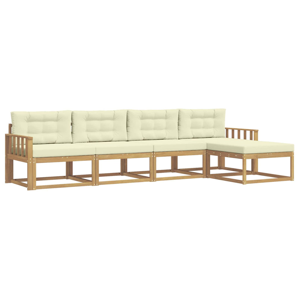 Outdoor-Sofagarnitur mit Kissen 4 pcs Weiß und Creme Polyester