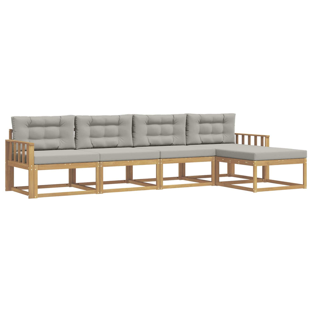 Outdoor-Sofagarnitur 4 pcs Weiß und Hellgrau Polyester