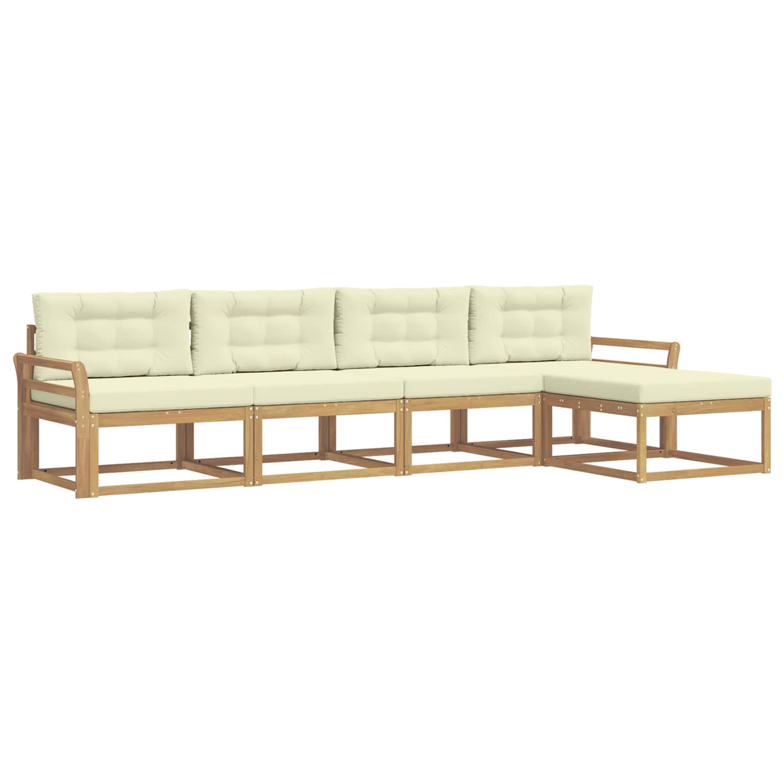 Outdoor-Sofagarnitur mit Kissen 4 pcs Weiß und Creme Polyester