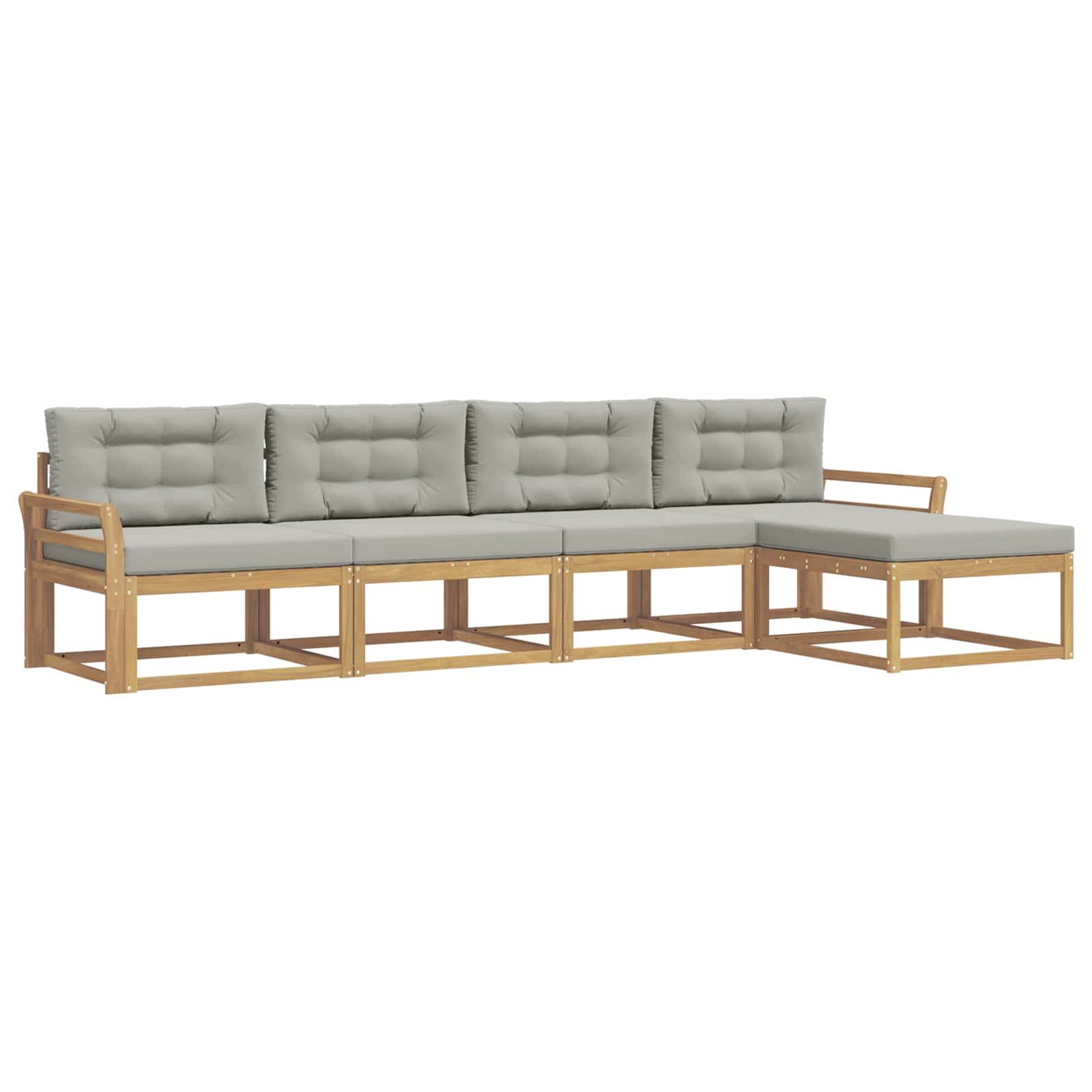 Outdoor-Sofagarnitur 4 pcs Weiß und Hellgrau Polyester