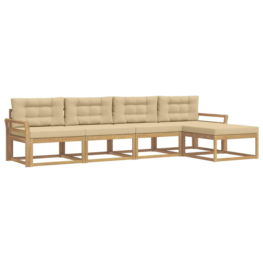 Outdoor-Sofagarnitur mit Kissen 4 pcs Weiß und Beige Polyester