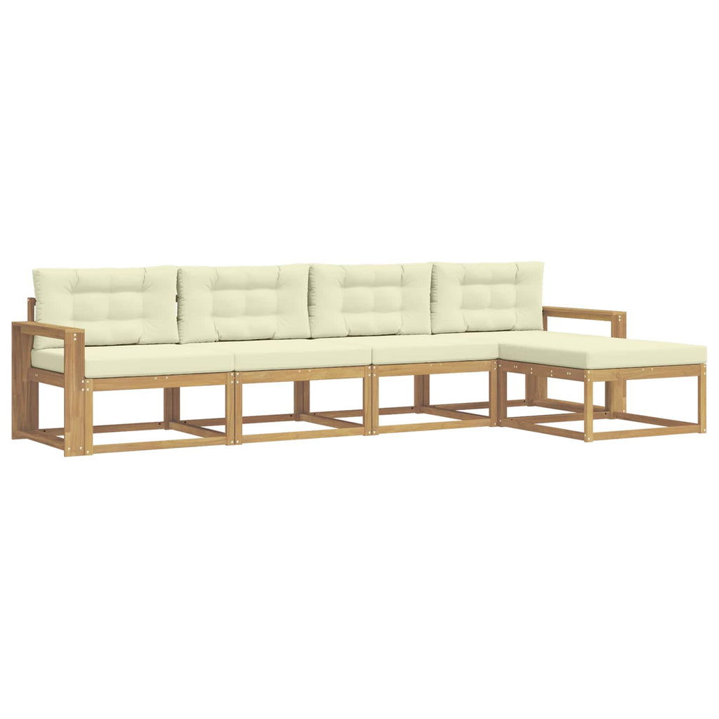 Outdoor-Sofagarnitur mit Kissen 4 pcs Weiß und Creme Polyester