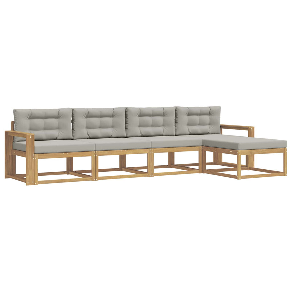 Outdoor-Sofagarnitur 4 pcs Weiß und Hellgrau Polyester
