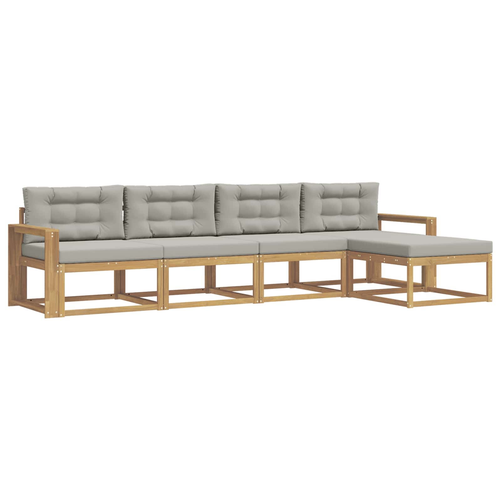 Outdoor-Sofagarnitur 4 pcs Weiß und Hellgrau Polyester