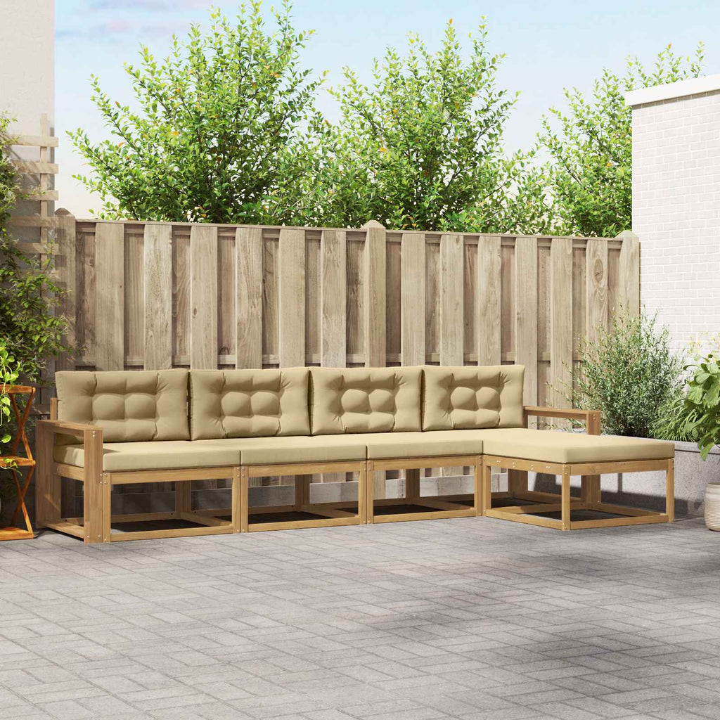 Outdoor-Sofagarnitur mit Kissen 4 pcs Weiß und Beige Polyester
