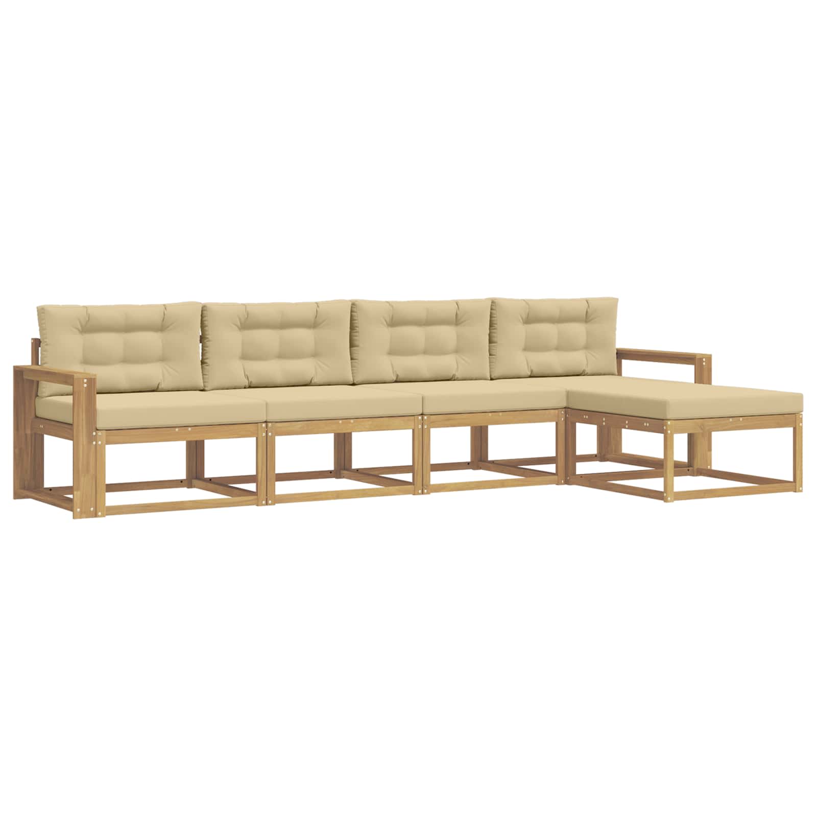 Outdoor-Sofagarnitur mit Kissen 4 pcs Weiß und Beige Polyester