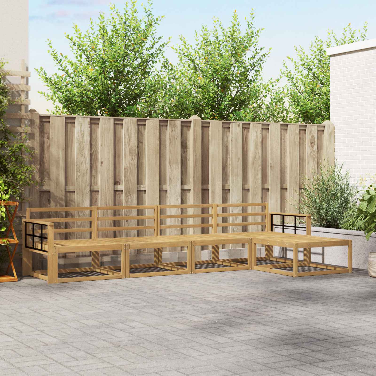 Outdoor-Sofagarnitur 5 pcs Weiß 329 x 162,5 x 73 cm