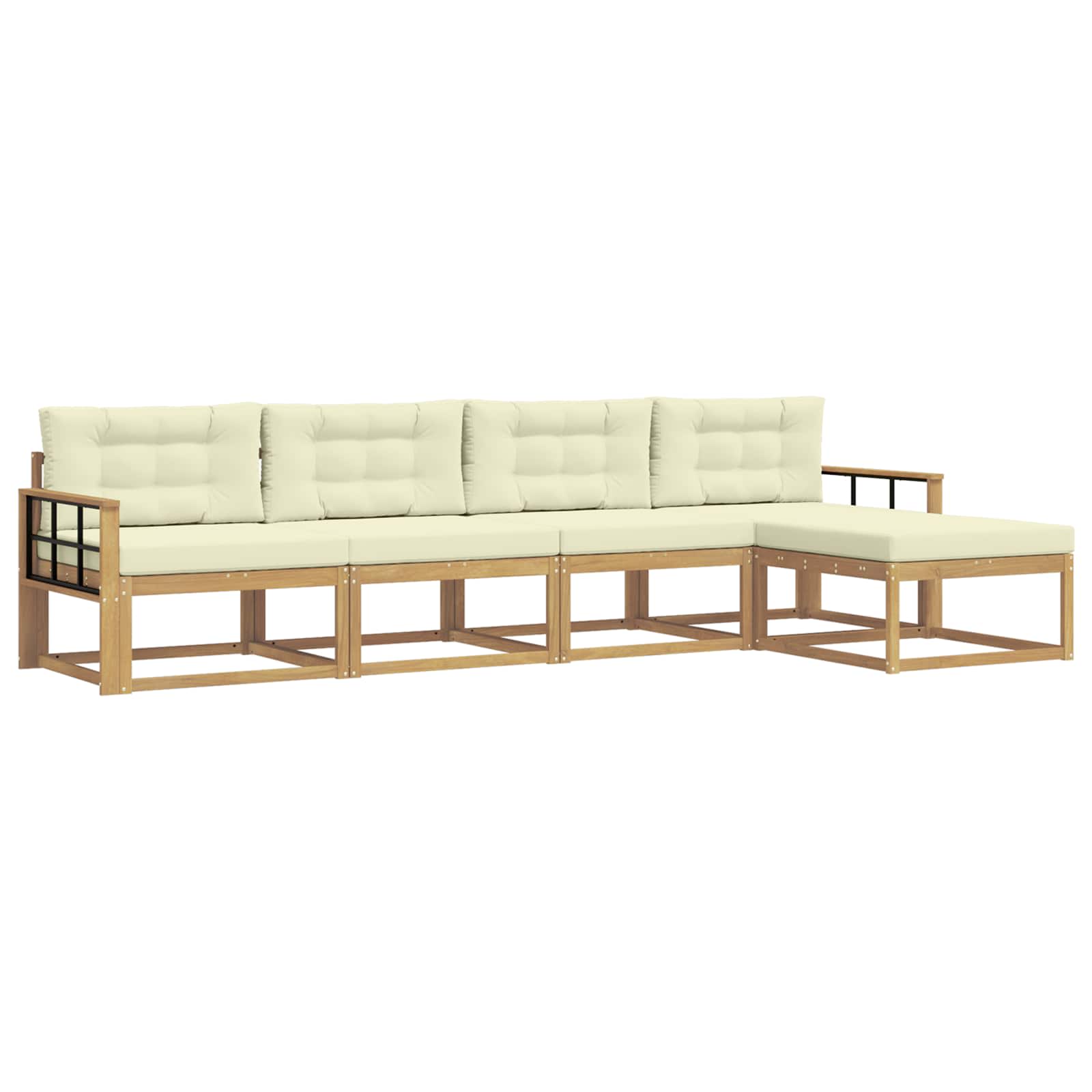 Outdoor-Sofagarnitur mit Kissen 4 pcs Weiß und Creme Polyester