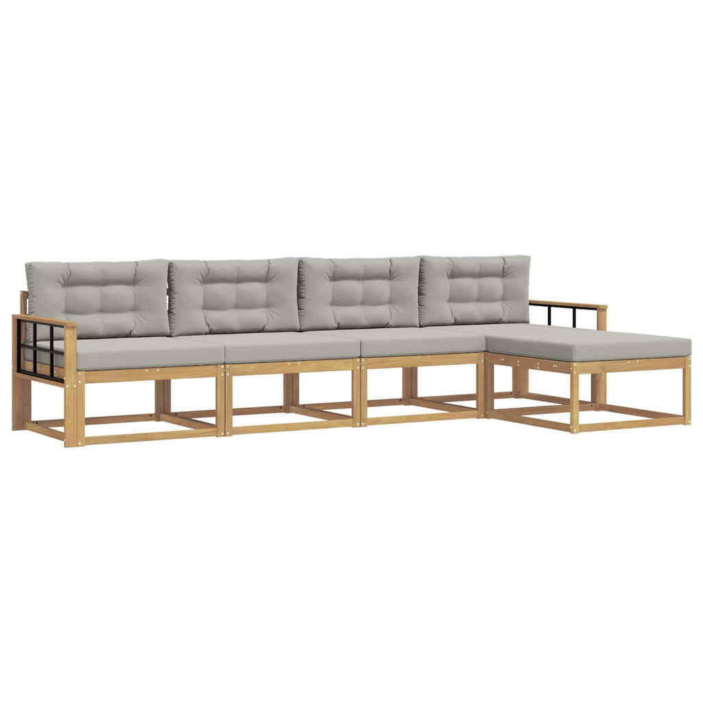 Outdoor-Sofagarnitur 4 pcs Weiß und Hellgrau Polyester