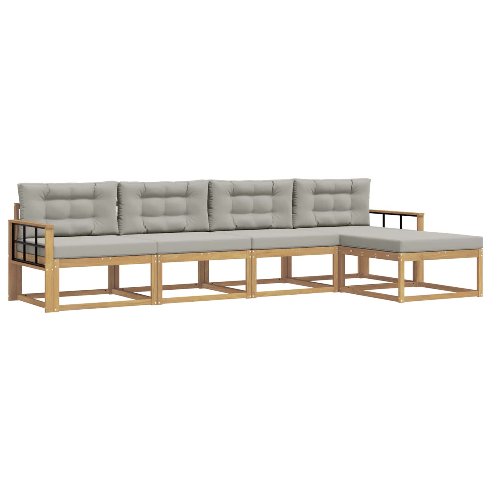 Outdoor-Sofagarnitur 4 pcs Weiß und Hellgrau Polyester